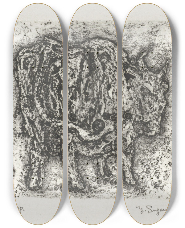 Triptych art skateboard deck of Yo Sugano Stier by Yo Sugano (20-)