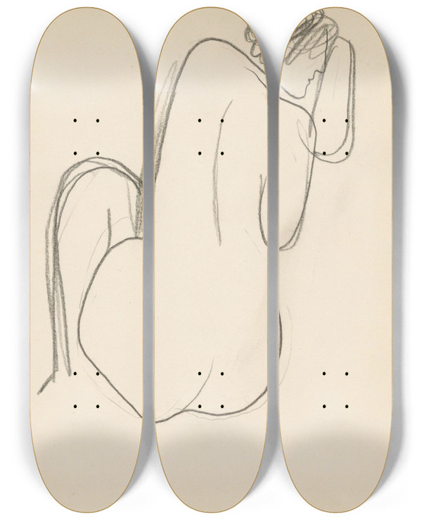 Triptych art skateboard deck of Mikul Galanda Sketchbook_77 by Mikulas Galanda (1895-1938)