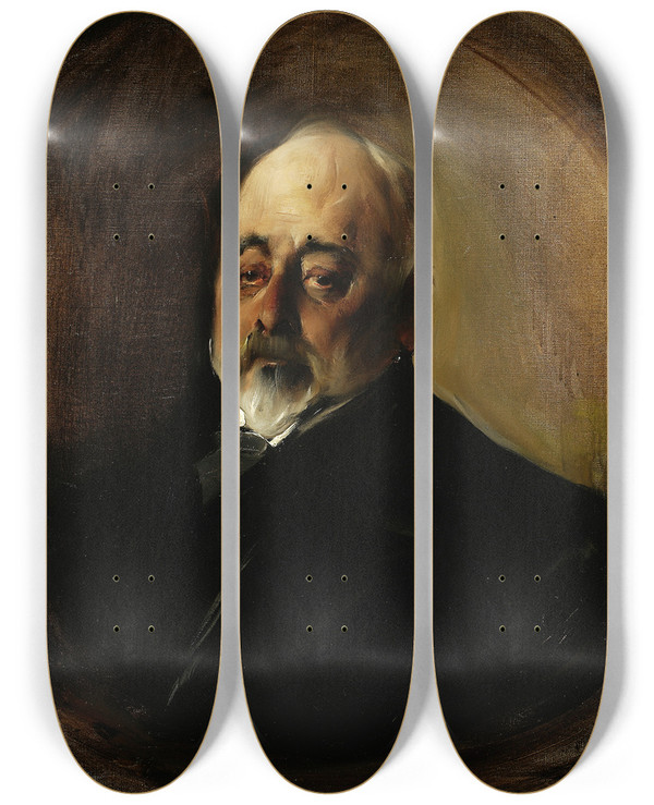 Triptych art skateboard deck of Konrad Krzyanowski Portrait Of Stanisaw Kierbed by Konrad Krzyzanowski (1872-1922)