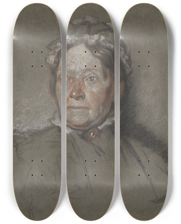 Triptych art skateboard deck of William Orpen Portrait Of Annie The Artists Mother by William Orpen (1878-1931)