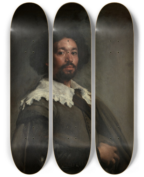 Triptych art skateboard deck of Diego Velzquez Juan De Pareja by Diego Velazquez (1599-1660)
