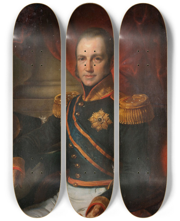 Triptych art skateboard deck of Cornelis Kruseman Portrait Of Godart Alexander Gerard Philip Baron Van Der Capellen Governorgeneral Of The Dutch East Indies by Cornelis Kruseman (1797-1857)