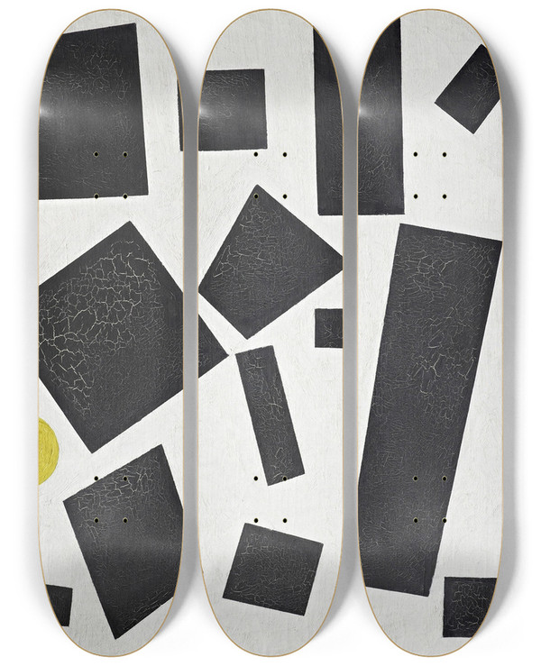 Triptych art skateboard deck of Kazimir Malevich Suprematism_2 by Kazimir Malevich (1879-1935)