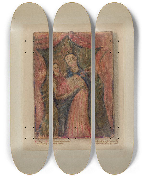 Triptych art skateboard deck of Maude Valle Santo_8 by Maude Valle