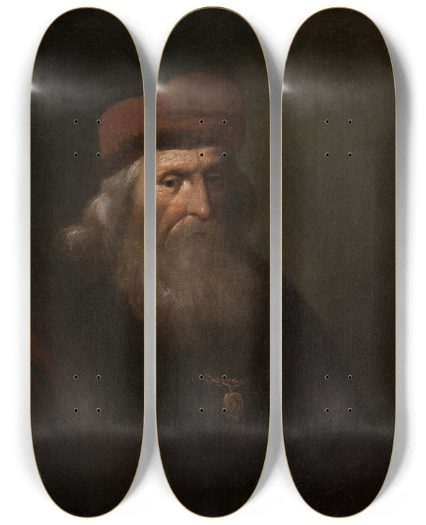 Triptych art skateboard deck of Rafa Hadziewicz Portrait Of Mr Widziski by Rafal Hadziewicz (1803-1886)