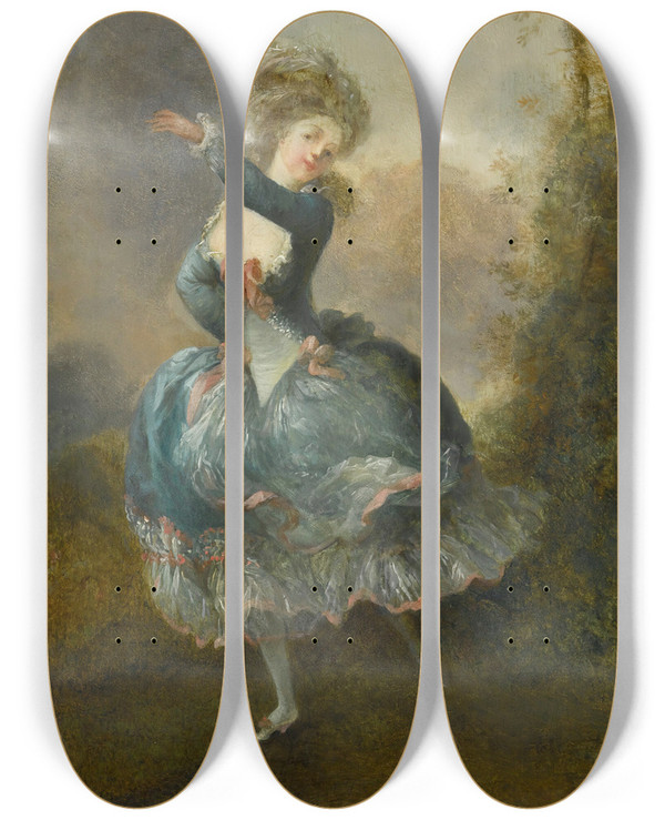 Triptych art skateboard deck of Jeanfrdric Schall Mademoiselle Duth Dancing Rosalie Grard 17521820 by Jean-Frdric Schall (1752-1825)