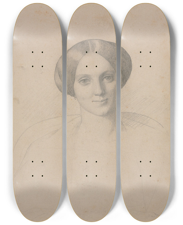 Triptych art skateboard deck of Jeanlon Grme Portrait Head Of A Woman by Jean-Lon Grme (1824-1904)