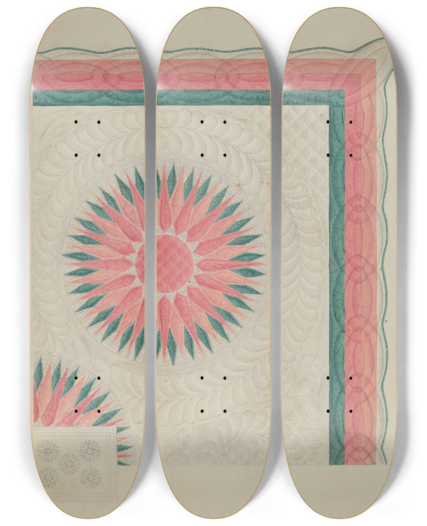 Triptych art skateboard deck of Therkel Anderson Quilt_4 by Therkel Anderson