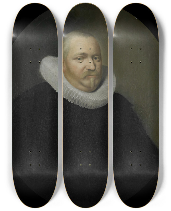 Triptych art skateboard deck of Pieter Van Der Werff Portrait Of Ewoud Pietersz Van Der Horst Director Of The Rotterdam Chamber Of The Dutch East India Company Elected 1618 by Pieter Van Der Werff (1665-1722)
