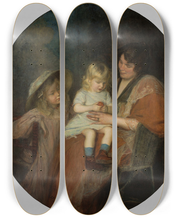 Triptych art skateboard deck of Jacquesmile Blanche La Mandarine by Jacques-mile Blanche (1861-1942)
