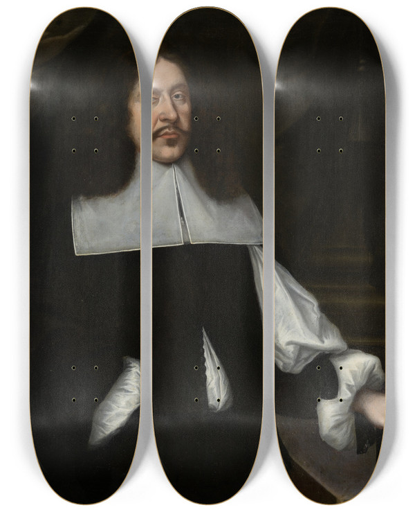 Triptych art skateboard deck of Johann Friedrich Trescher Portrait Of Heinrich Wilhelm Von Kellner by Johann Friedrich Trescher