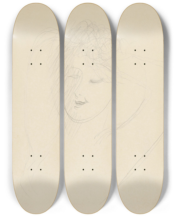Triptych art skateboard deck of Mikul Galanda Esca Sa_3 by Mikulas Galanda (1895-1938)