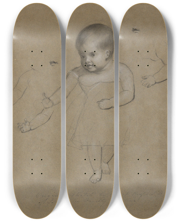 Triptych art skateboard deck of Samuel Finley Breese Morse Charlotte Gebhardtmorse by Samuel Finley Breese Morse (1791-1872)