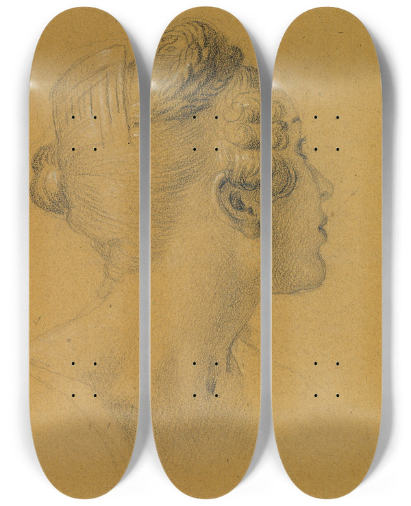 Triptych art skateboard deck of Johann Peter Krafft Weibliche Studie Zu Den Wandgemlden In Der Hofburg by Johann Peter Krafft (1780-1856)