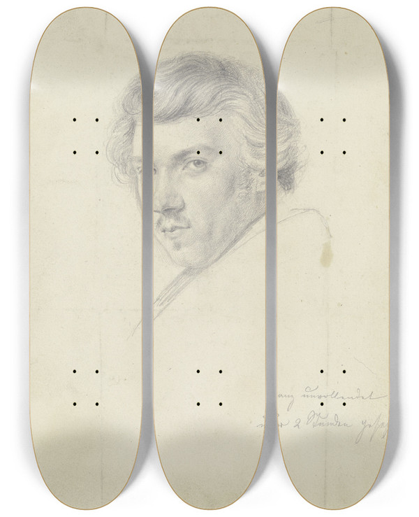 Triptych art skateboard deck of Eugen Eduard Schffer Portrait Of Nikolaus Hoff by Eugen Eduard Schaffer (1802-1871)
