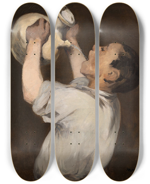 Triptych art skateboard deck of Nicolas Bernard Lpici Boy With Pitcher La Rgalade by Nicolas Bernard Lepicie (1735-1784)