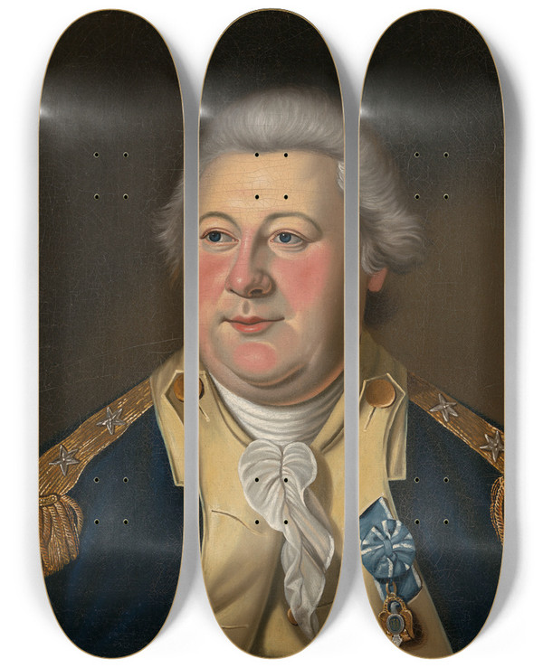 Triptych art skateboard deck of Charles Peale Polk Henry Knox by Charles Peale Polk (1767-1822)