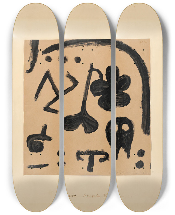 Triptych art skateboard deck of Paul Klee Merkzeichen Fr Spter by Paul Klee (1879-1940)