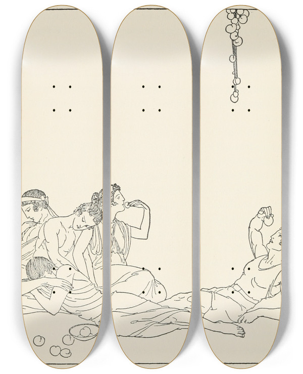 Triptych art skateboard deck of Padraic Colum The Childrens Homer Pl 38 by Padraic Colum (1881-1972)
