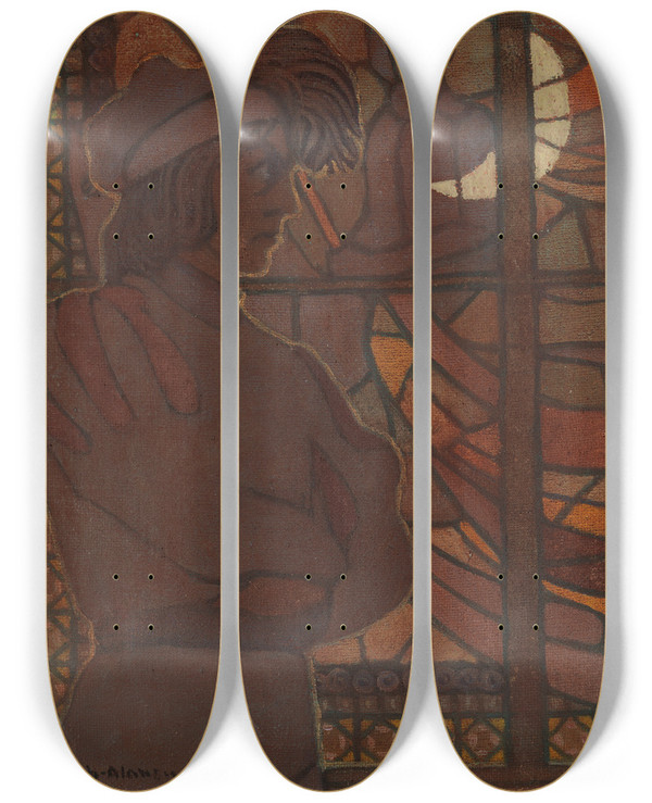 Triptych art skateboard deck of Joseph Alanen Daniel Hjort by Joseph Alanen (1885-1920)
