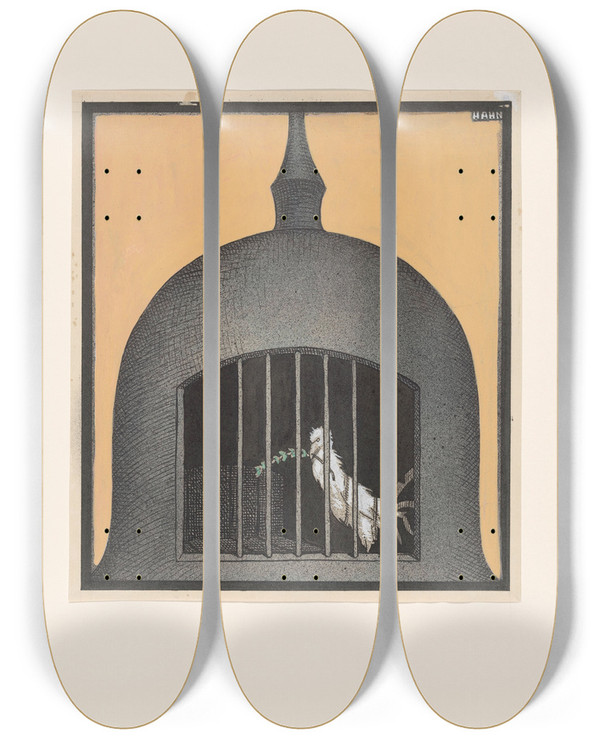 Triptych art skateboard deck of Albert Hahn Toekomst by Albert Hahn (1877-1918)