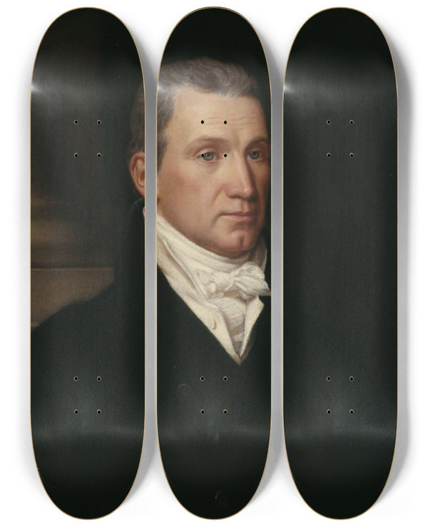 Triptych art skateboard deck of John Vanderlyn James Monroe by John Vanderlyn (1775-1852)