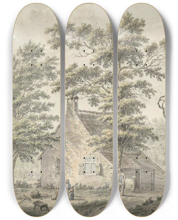 Triptych art skateboard deck of Warner Horstink Huis In Aerdenhout by Warner Horstink (1756-1815)