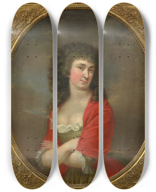 Triptych art skateboard deck of Josef Lange Frau Prohaska Schauspielerin by Josef Lange (1751-1831)