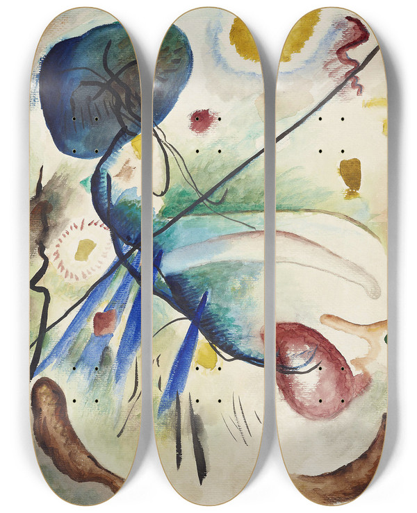 Triptych art skateboard deck of Wassily Kandinsky Aquarell Mit Strich by Wassily Kandinsky (1866-1944)