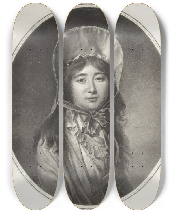 Triptych art skateboard deck of Jacques Antoine Marie Lemoine Madame Claire Philippe De La Pierre Ne Da Cunha by Jacques Antoine Marie Lemoine (1751-1824)