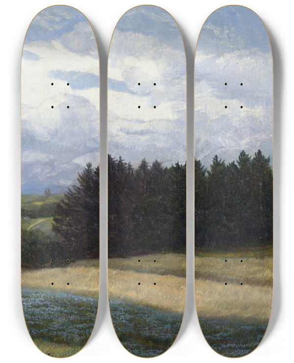 Triptych art skateboard deck of Michael Licklederer Bei Stephanskirchen by Michael Licklederer (1863-1948)