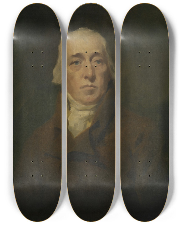 Triptych art skateboard deck of Sir Henry Raeburn Portrait Of Alexander Edgar by Sir Henry Raeburn (1756-1823)