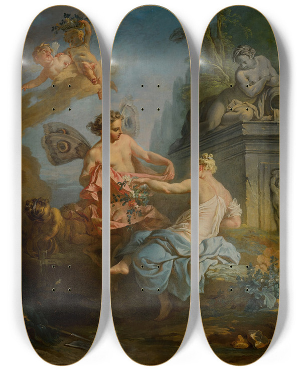 Triptych art skateboard deck of French School Flora And Zephyr by French School (16-19-)