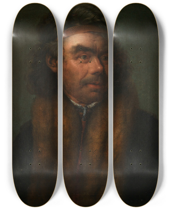 Triptych art skateboard deck of Johann Melchior Roos Mnnliches Bildnis by Johann Melchior Roos (1663-1731)