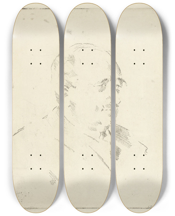 Triptych art skateboard deck of Henrik Lund Lars Vegard by Henrik Lund (1879-1935)