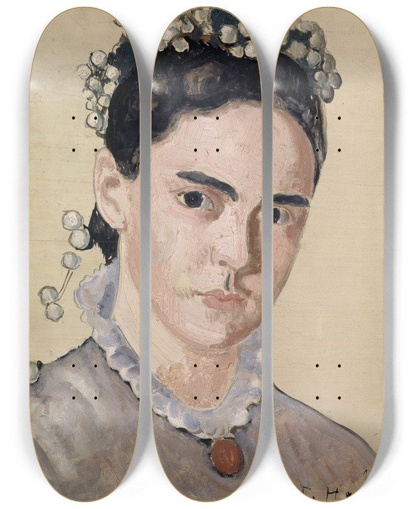 Triptych art skateboard deck of Ferdinand Hodler Portrait Of Marie Elise Bernhardhodler by Ferdinand Hodler (1853-1918)