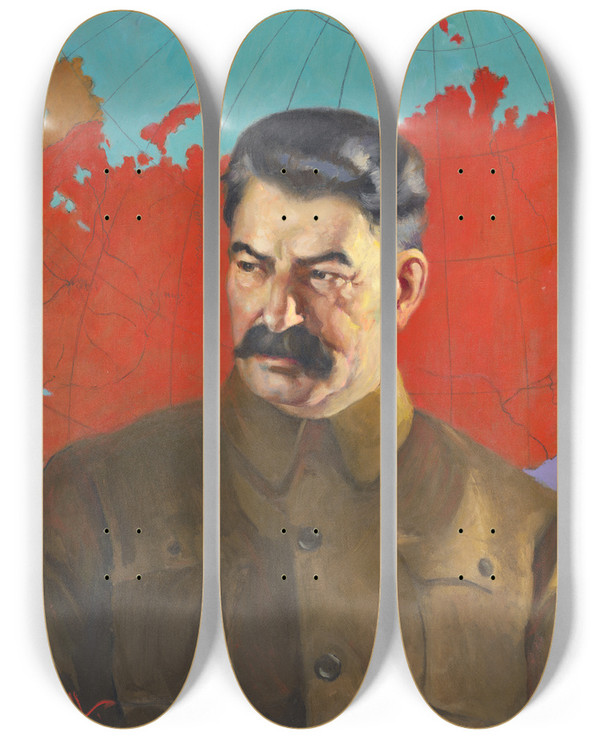 Triptych art skateboard deck of Samuel Johnson Woolf Joseph Stalin by Samuel Johnson Woolf (1880-1948)