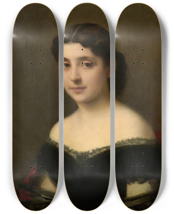 Triptych art skateboard deck of Jeanjacques Henner Portrait Of A Woman by Jean-Jacques Henner (1829-1905)