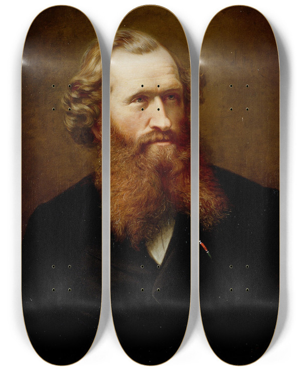 Triptych art skateboard deck of Knud Bergslien Portrait Of The Painter Jf Eckersberg by Knud Bergslien (1827-1908)