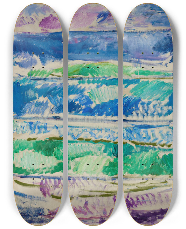 Triptych art skateboard deck of Edvard Munch Waves by Edvard Munch (1863-1944)