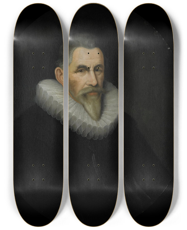 Triptych art skateboard deck of Pieter Van Der Werff Portrait Of Johan Van Der Veecque Director Of The Rotterdam Chamber Of The Dutch East India Company Elected 1602 by Pieter Van Der Werff (1665-1722)