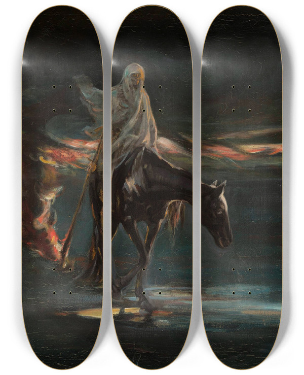 Triptych art skateboard deck of Adam Chmielowski Death And Conflagration Central Section Of The Triptych Disaster by Adam Chmielowski (1845-1916)