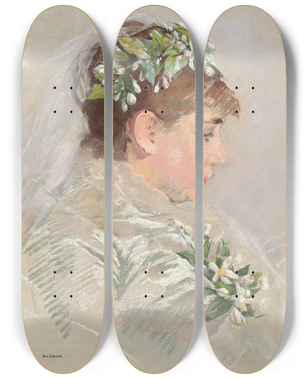 Triptych art skateboard deck of Eva Gonzals La Marie Jeanne Gonzals by Eva Gonzales (1849-1883)