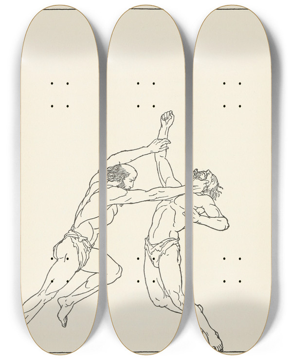 Triptych art skateboard deck of Padraic Colum The Childrens Homer Pl 52 by Padraic Colum (1881-1972)