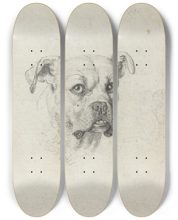 Triptych art skateboard deck of Johann Heinrich Wilhelm Tischbein A Boxer by Johann Heinrich Wilhelm Tischbein (1751-1829)