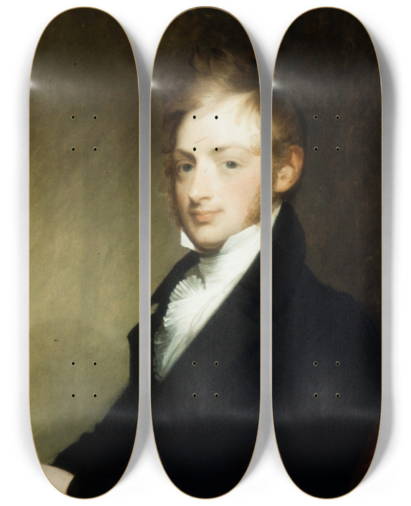 Triptych art skateboard deck of Gilbert Stuart Portrait Of Alexander Townsend by Gilbert Stuart (1755-1828)