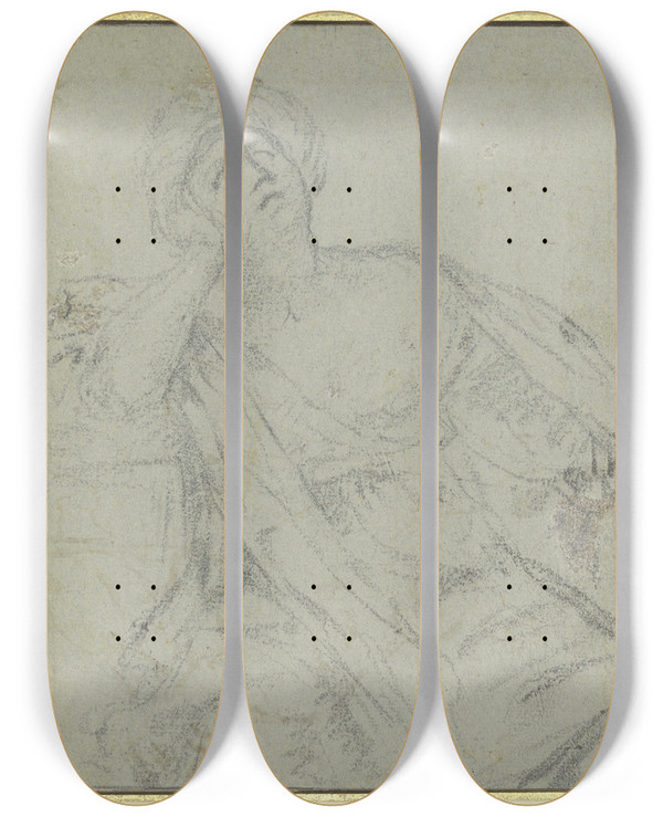 Triptych art skateboard deck of Domenichino Cleopatra by Domenichino (1581-1641)
