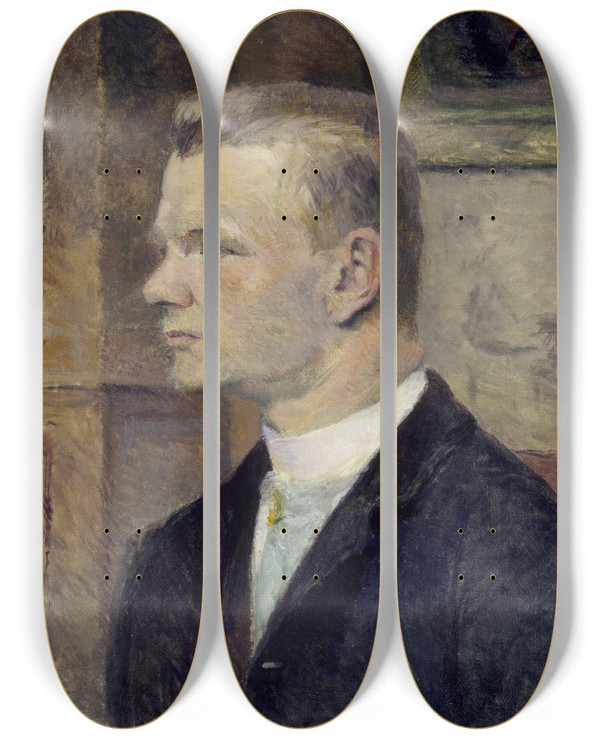Triptych art skateboard deck of Henri De Toulouselautrec Frederick Wenz by Henri de Toulouse-Lautrec (1864-1901)
