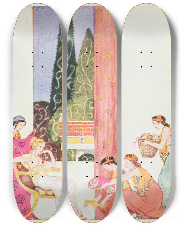 Triptych art skateboard deck of Padraic Colum The Childrens Homer Pl 09 by Padraic Colum (1881-1972)