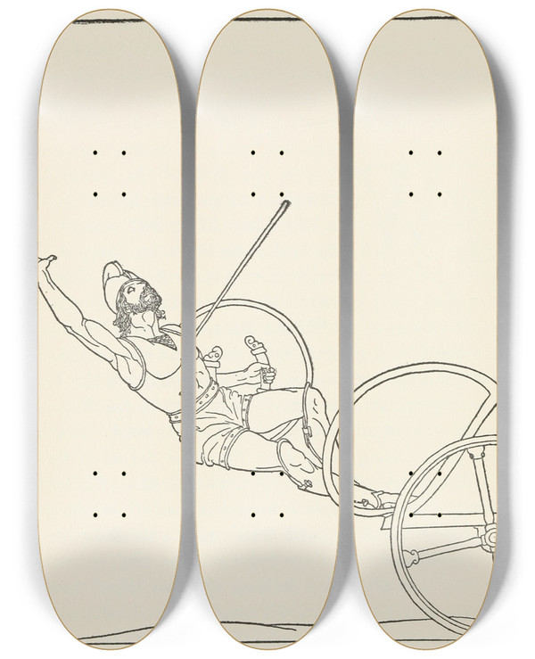 Triptych art skateboard deck of Padraic Colum The Childrens Homer Pl 20 by Padraic Colum (1881-1972)